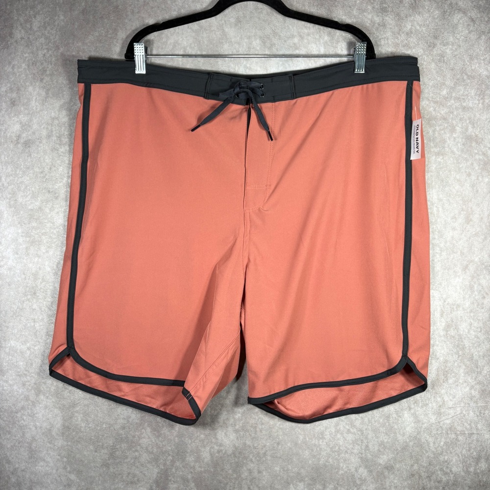 Old Navy Board Shorts Mens 44 Rust Orange Swim Trunks Retro Contrast Trim NEW